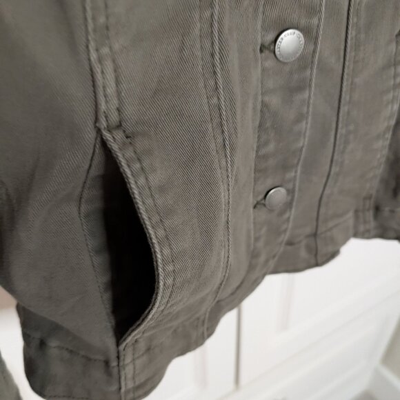 Charter Club Olive Green Cotton Stretch Denim Jacket Utility Chic Size S - Picture 4 of 11
